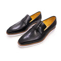Premium black leather business loafers with pig split insole and superior craftsmanship for men