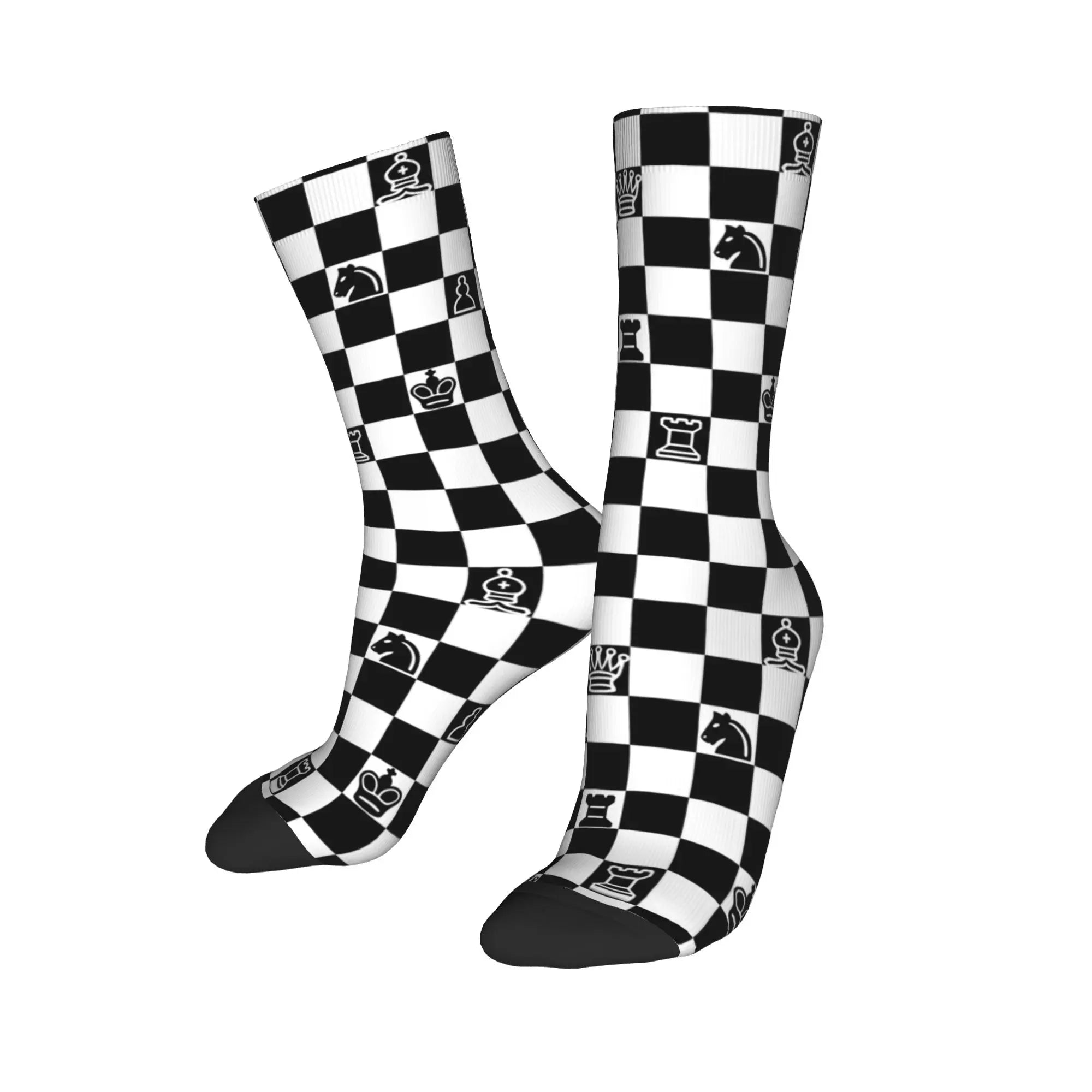 Men's fashion socks featuring a unique chess pattern for a stylish look.
