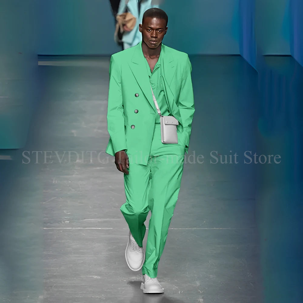 Azure Allure suit with accessories, perfect for upscale social gatherings and weddings.