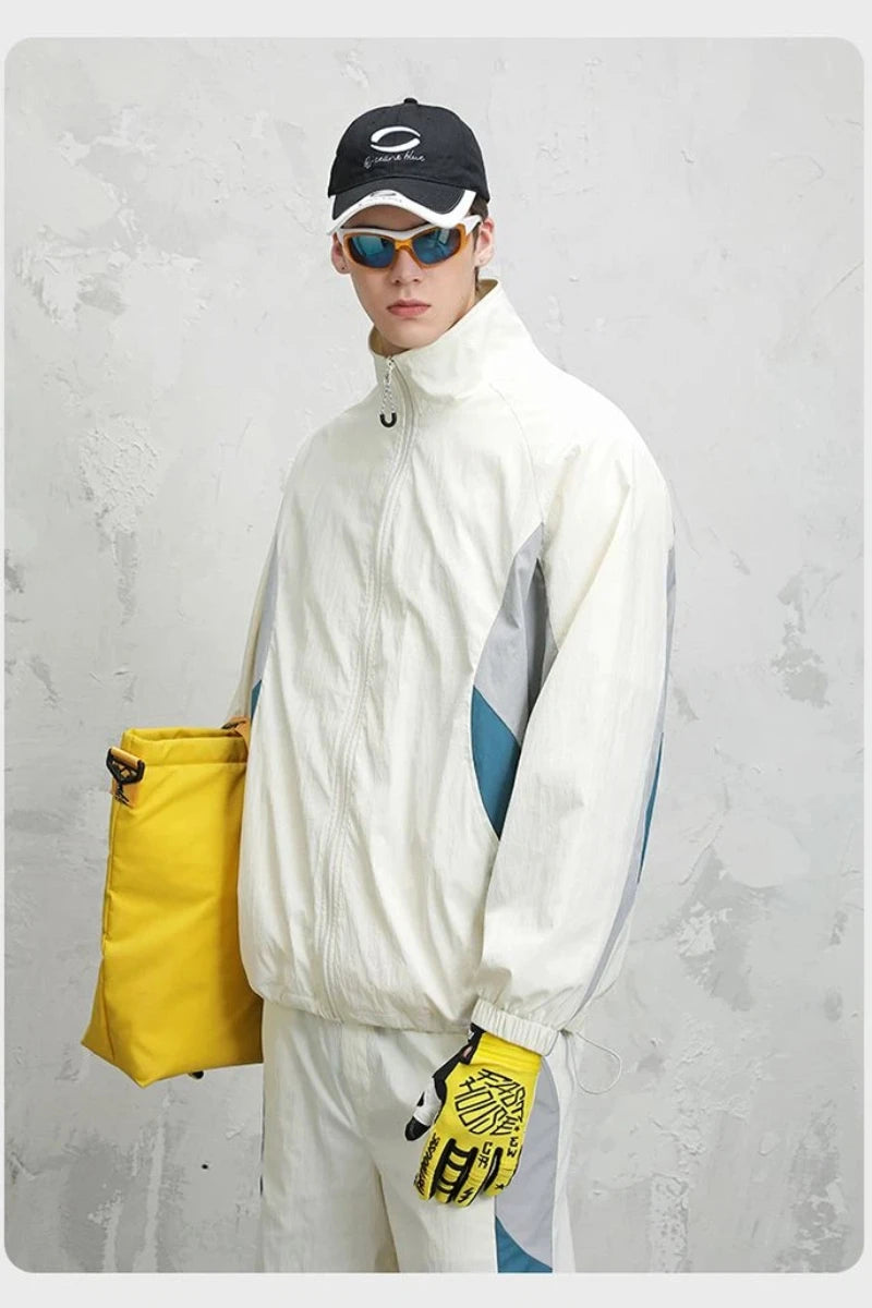 Model wearing the Autumn Whisper jacket, demonstrating its stylish fit for urban fashion.