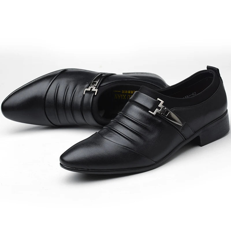 Pointed toe black dress shoes that command attention and respect.