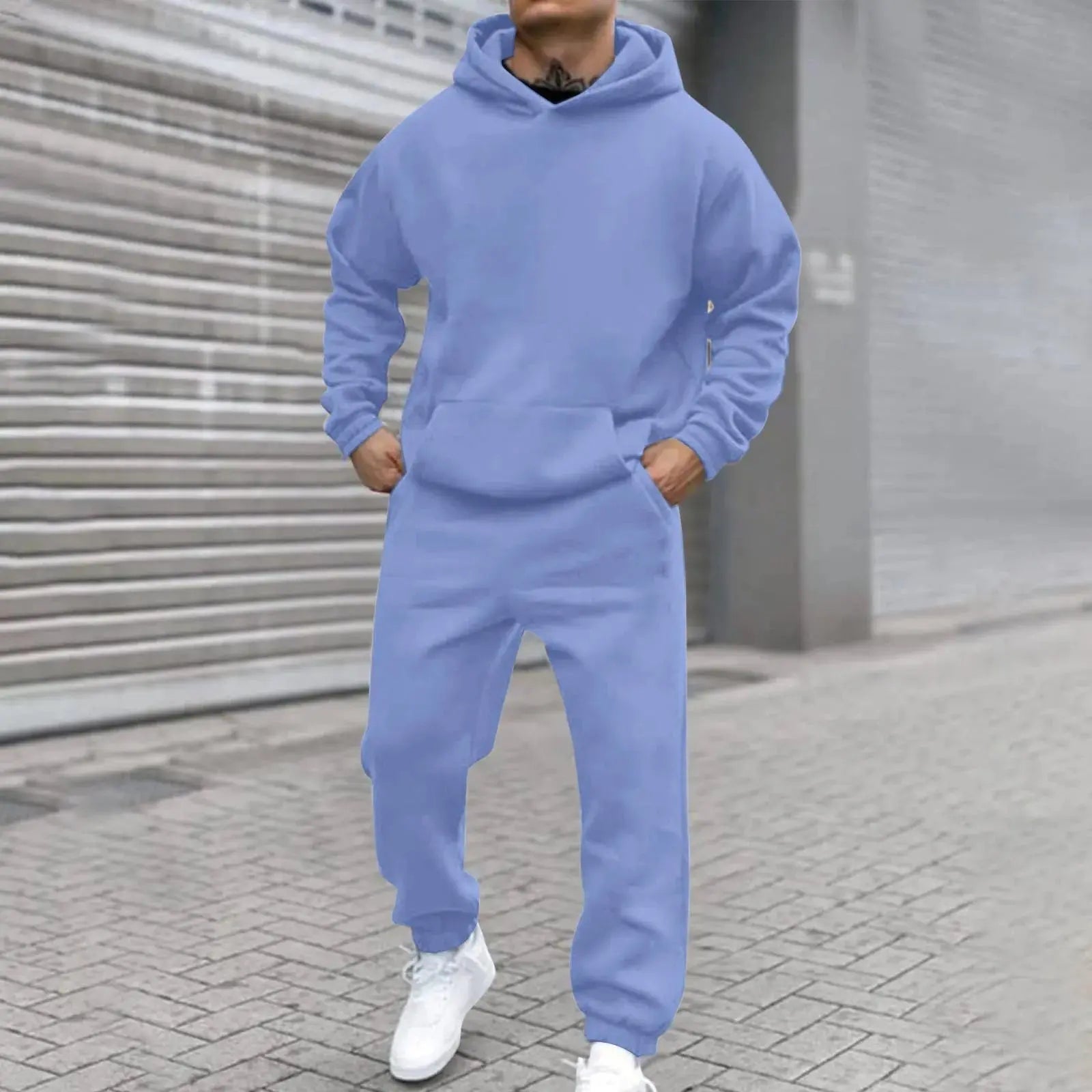 Stylish loungewear featuring solid color design, perfect for transitioning from home to street.