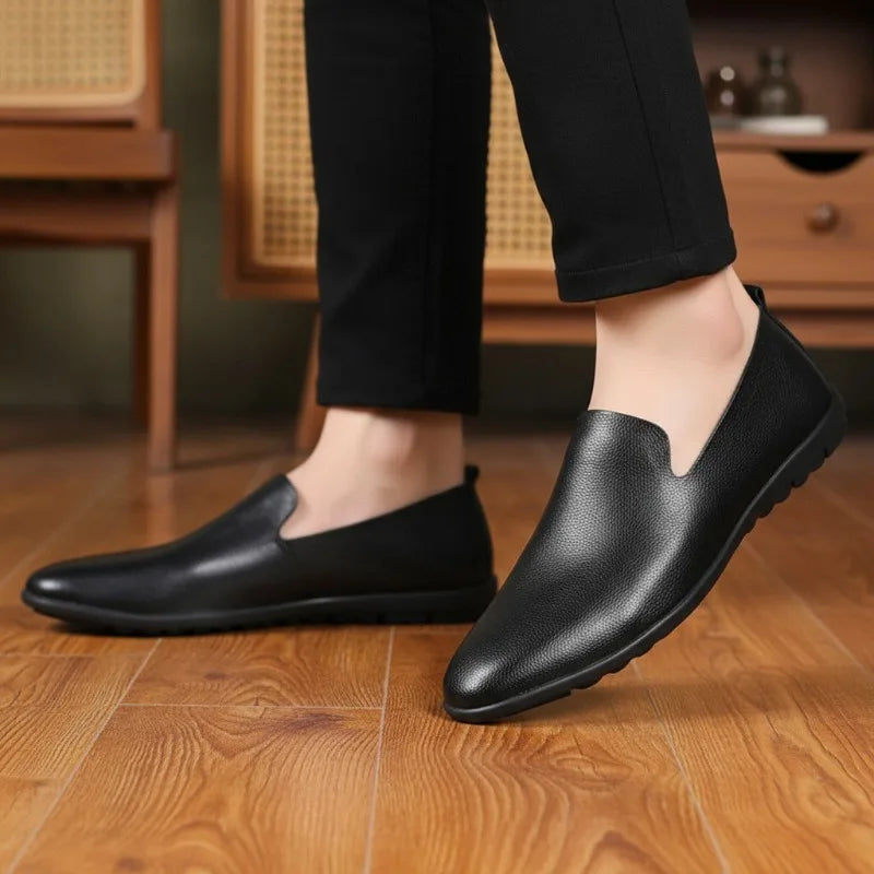 Side view of comfortable slip-on loafers, perfect for business casual.