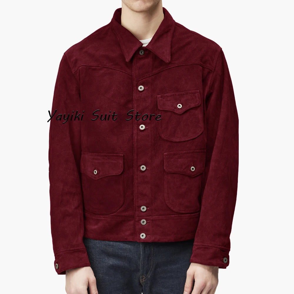 Close-up of the faux leather accents on the Autumn Whisper jacket, adding a touch of luxury.