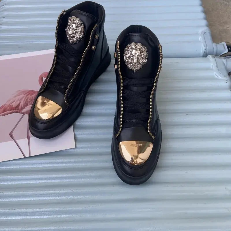 Side view of high-top sneakers highlighting their true to size fit.