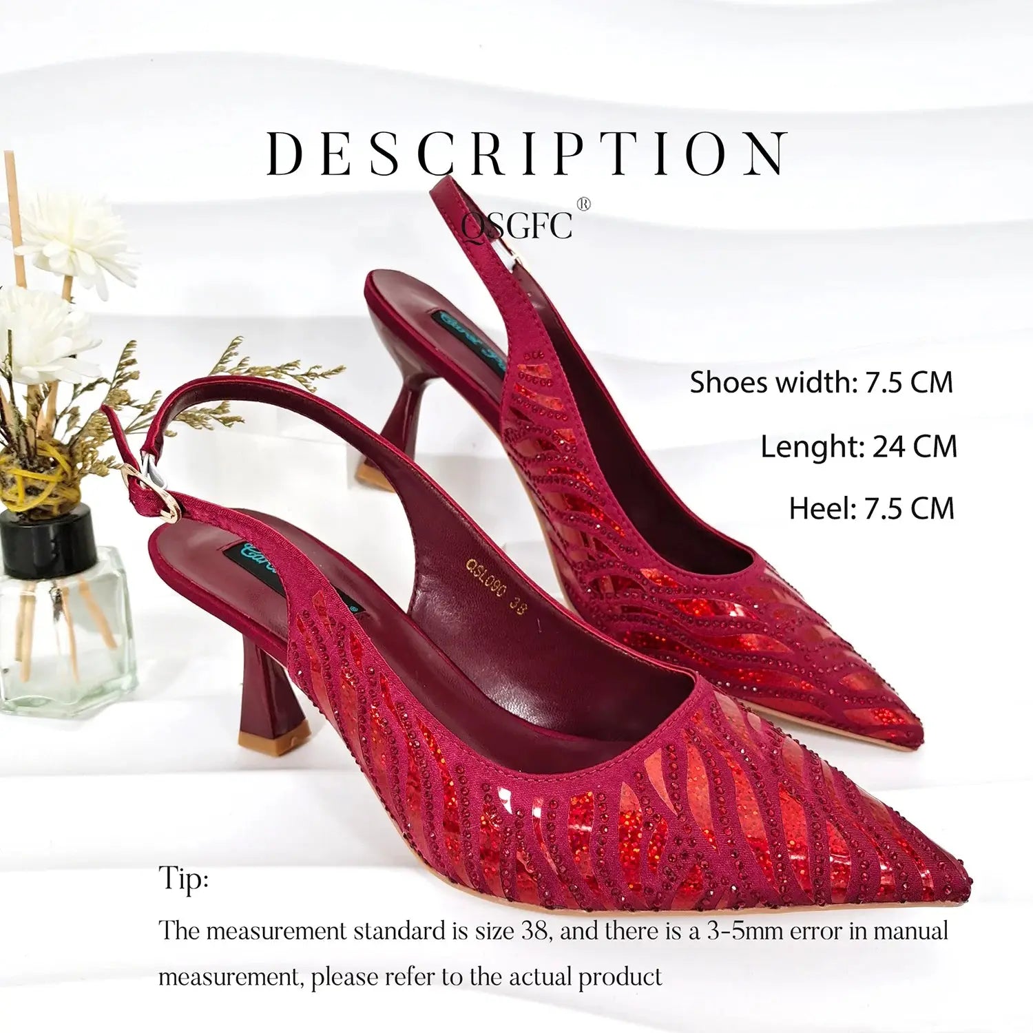 Full view of the Golden Gala Nights heels and clutch set together.