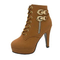 Nightfall Glamour Ankle Boots on a display, showcasing their durable craftsmanship.