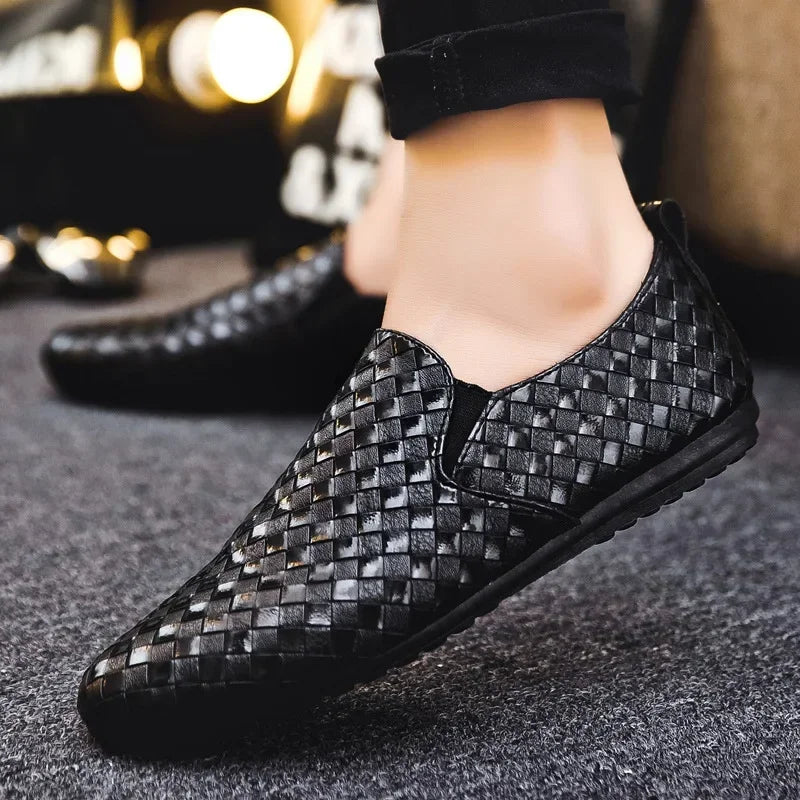 Whisper-Soft Loafers in sleek black PU material for effortless style and comfort.