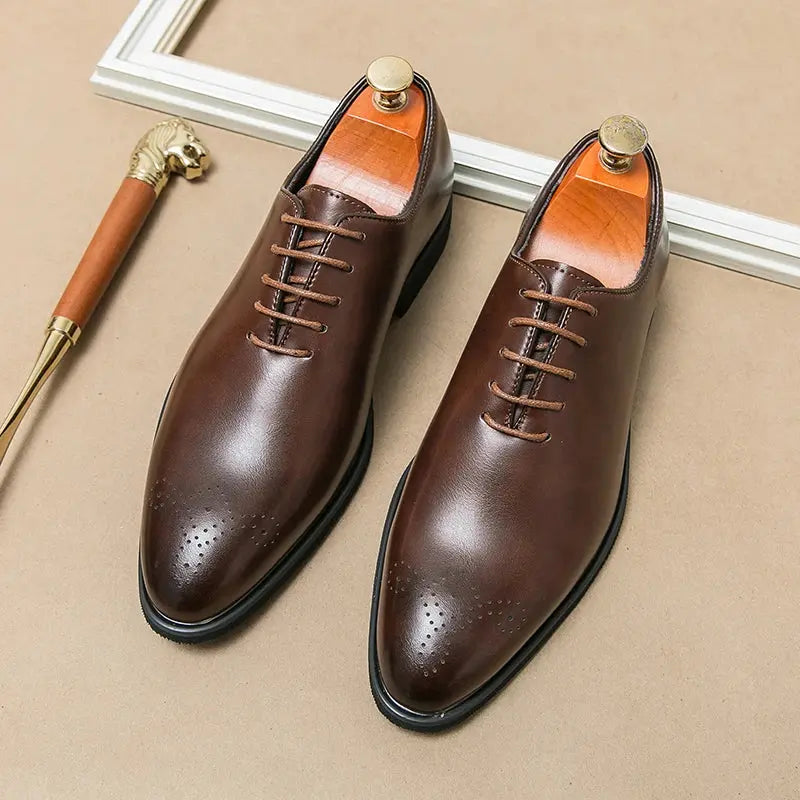 Side view of durable rubber outsole on handcrafted leather shoes.