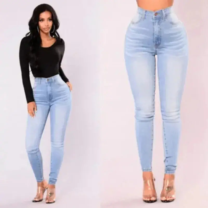 Side view of Contour High-Waist Jeans highlighting the sculpting silhouette and high-waist design.