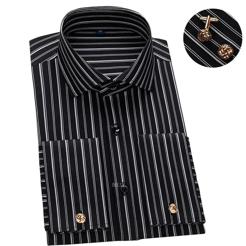 Soft modal blend dress shirt with sophisticated Windsor collar and double-button cuffs