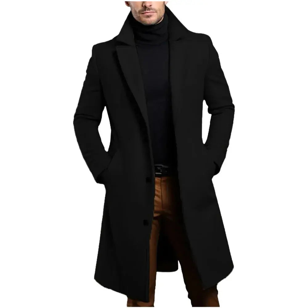 Weather-ready overcoat designed for winter protection, showcasing casual sophistication.