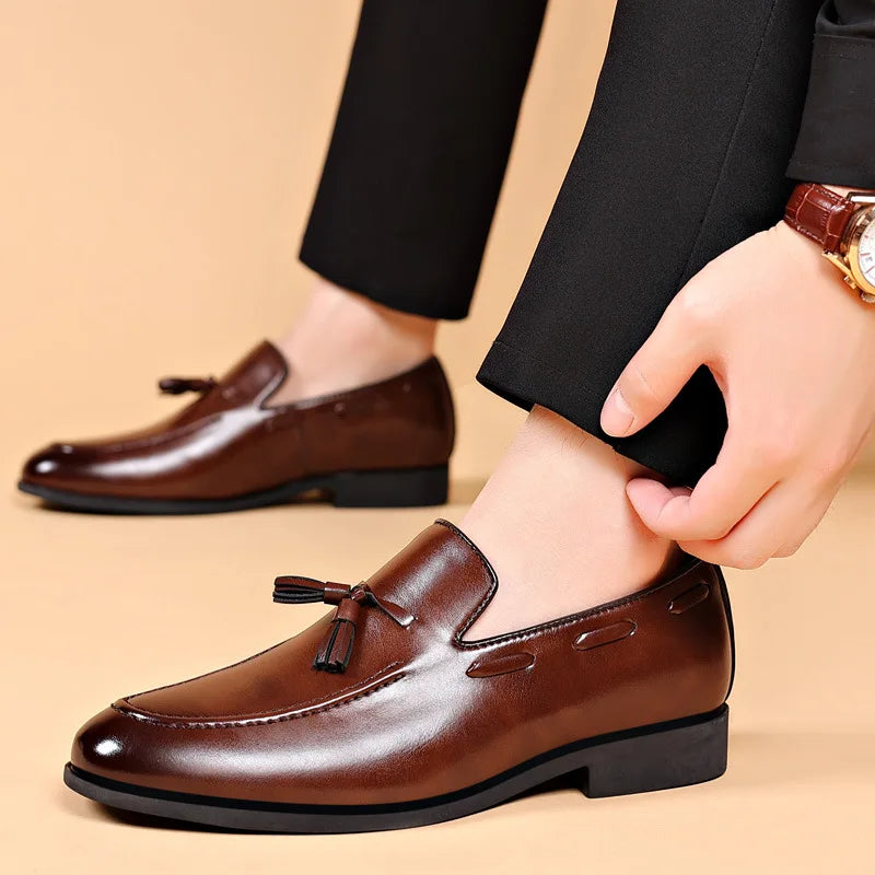 Comfortable slip-on dress shoes designed for all-day wear in formal settings.