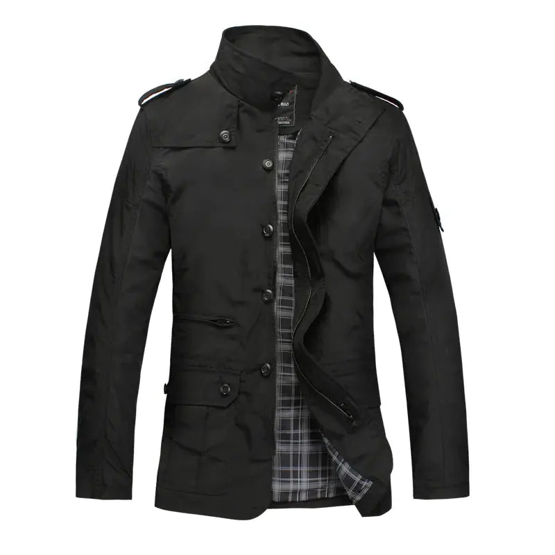 Detail shot of Urban Breeze Lightweight Jacket's fabric texture, showcasing breathability and modern men's fashion.