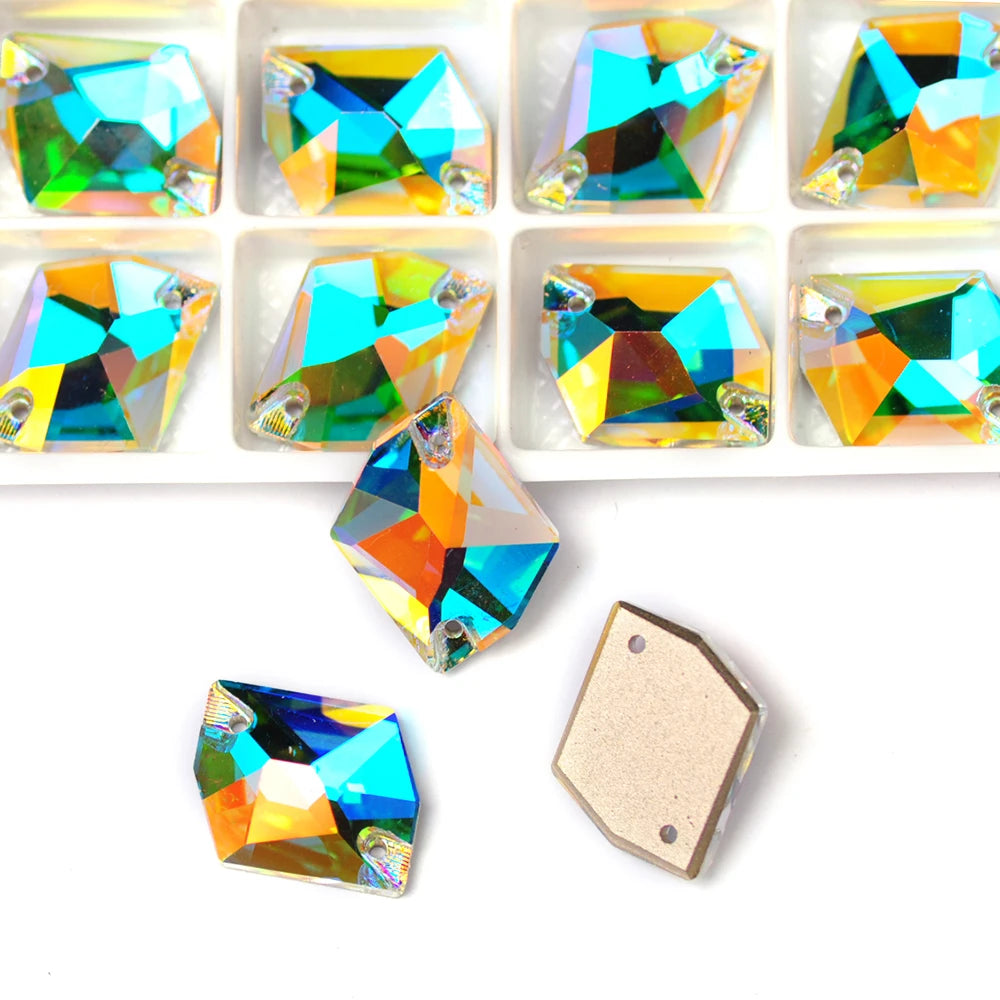 Vibrant neon crystals from Radiant Rhapsody for eye-catching dress decoration.