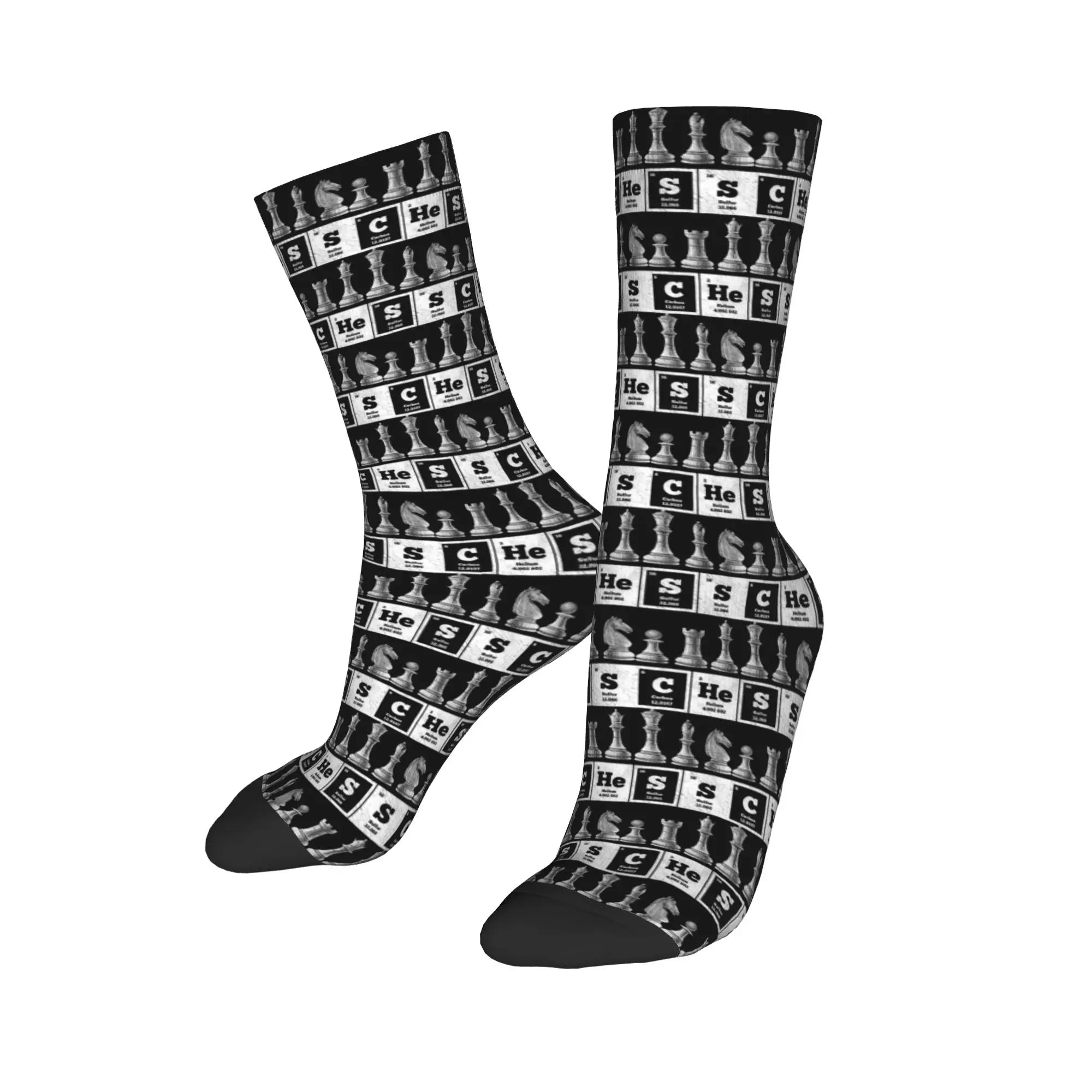 Fashionable chess socks with a strategic design for the intellectual gentleman.