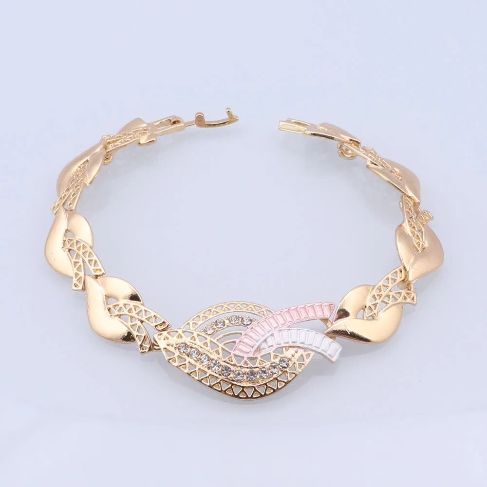 Complete zinc alloy jewelry ensemble with multicolor crystals for weddings and formal celebrations