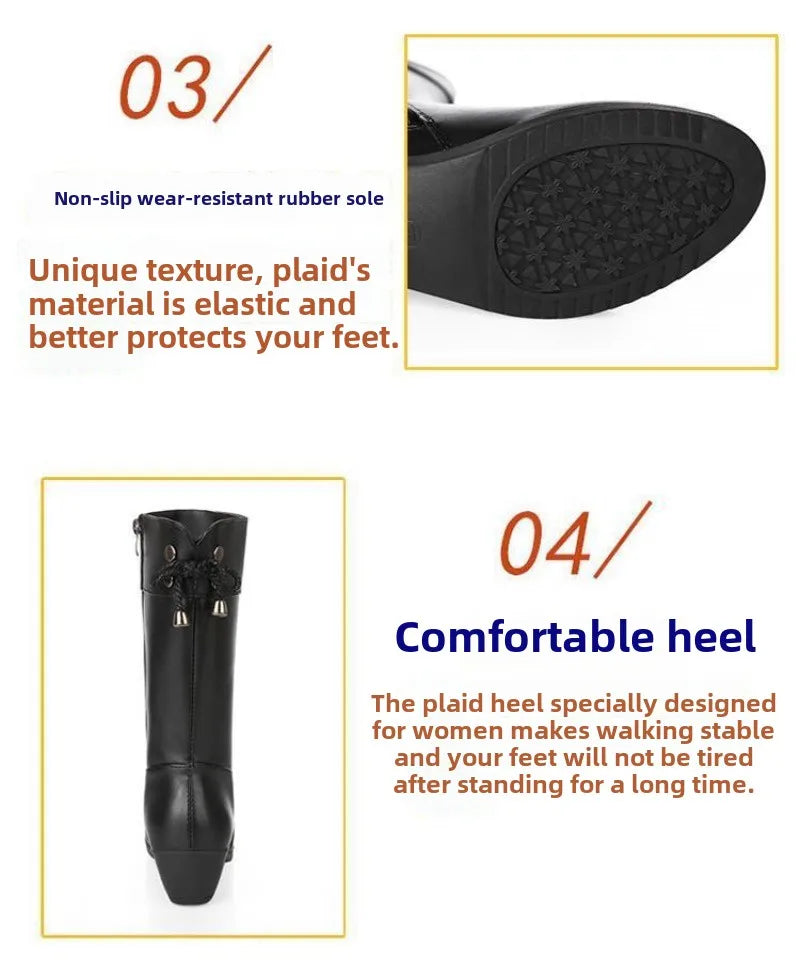 Brown leather winter boots lined with plush material for maximum warmth