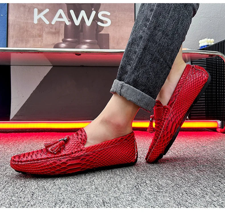 Professional leather slip-on with massage-enhanced comfort insole technology