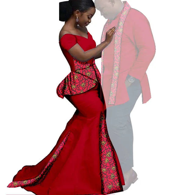 Dashiki Couple African Matching Outfits – Ankara Party Dress & Men's Top