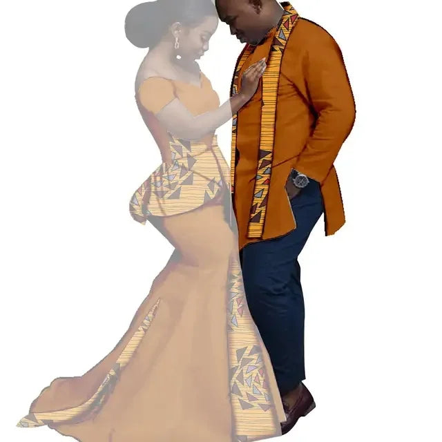 Dashiki Couple African Matching Outfits – Ankara Party Dress & Men's Top