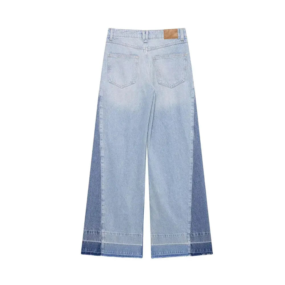 Model wearing Sunset Boulevard Wide-Leg Jeans, showcasing chic comfort and style.