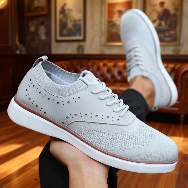 Top-down view of Breathe Easy sneakers, showcasing the round toe and sleek design.