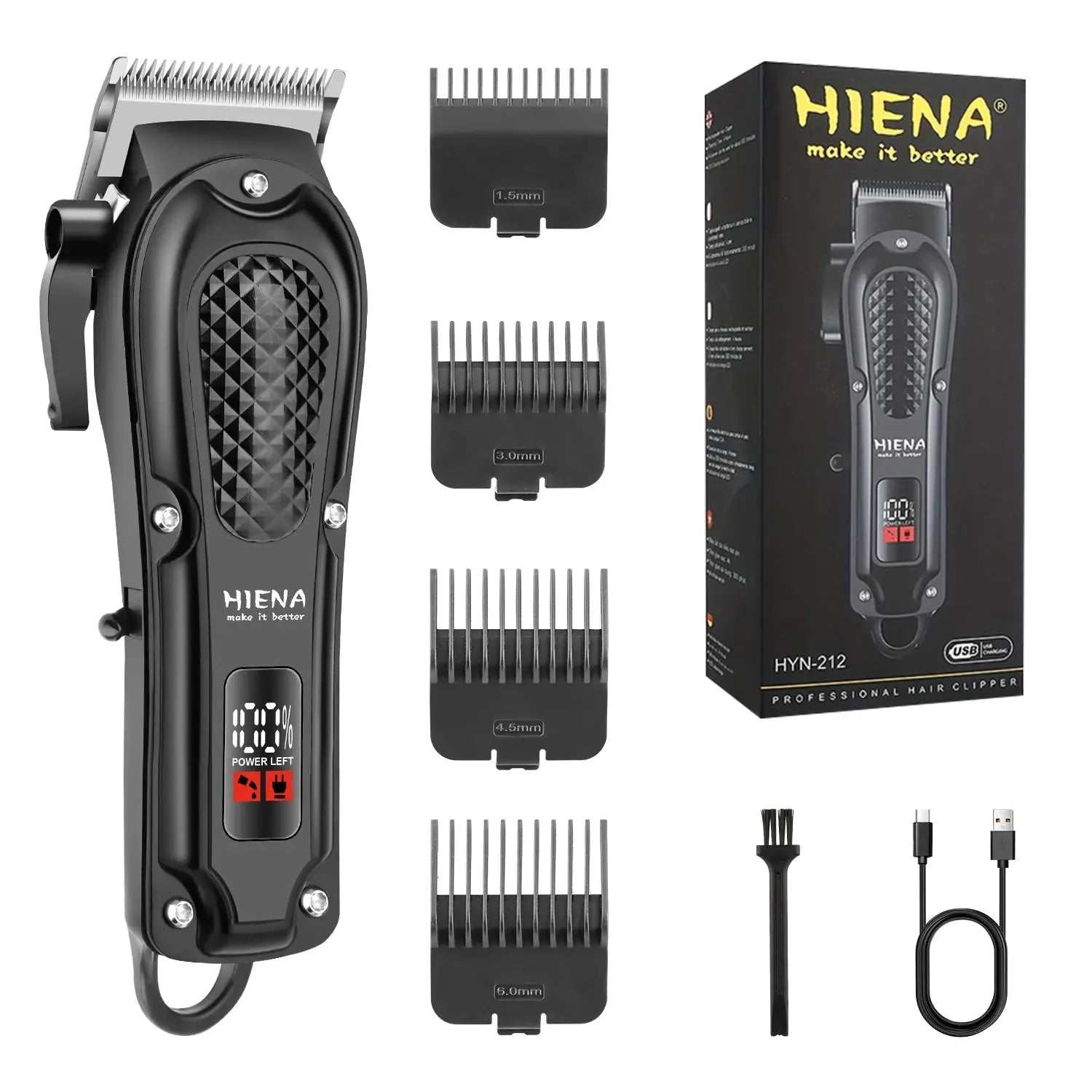 Adjustable beard trimmer featuring multiple guide combs for customizable lengths.