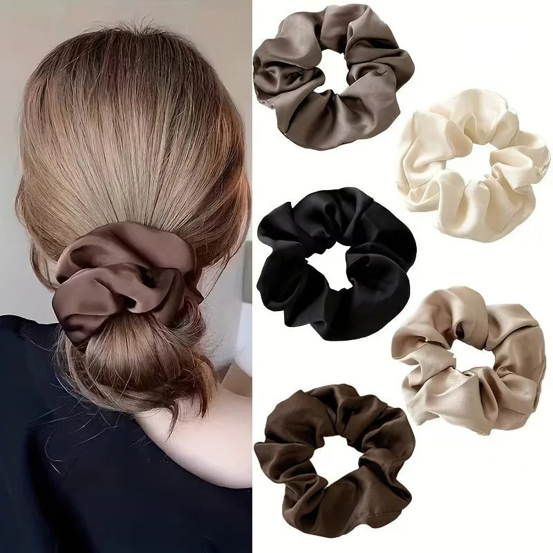 Luxurious silky satin hair scrunchies for comfortable, secure ponytails without damage