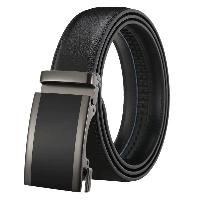 Luxe leather belt paired with casual outfit, illustrating its adaptability for various styles.