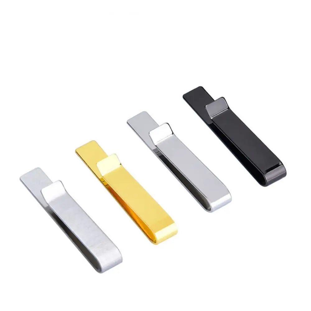 Modern tie clip featuring a secure grip to keep ties in place.