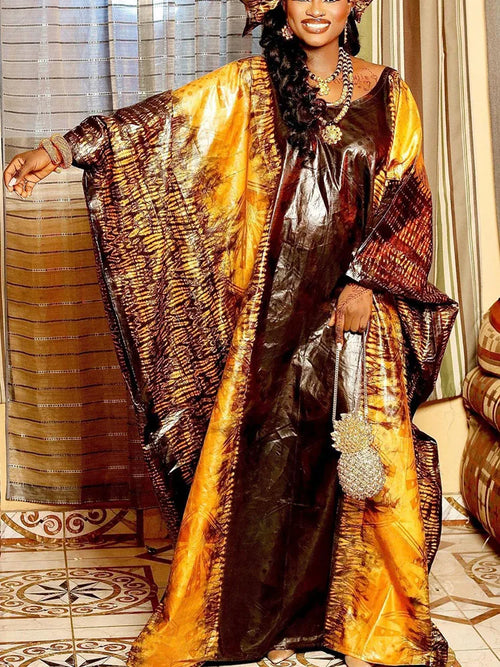 Colorful cotton-polyester wedding gown featuring bold African festival prints and pullover design for cultural celebrations