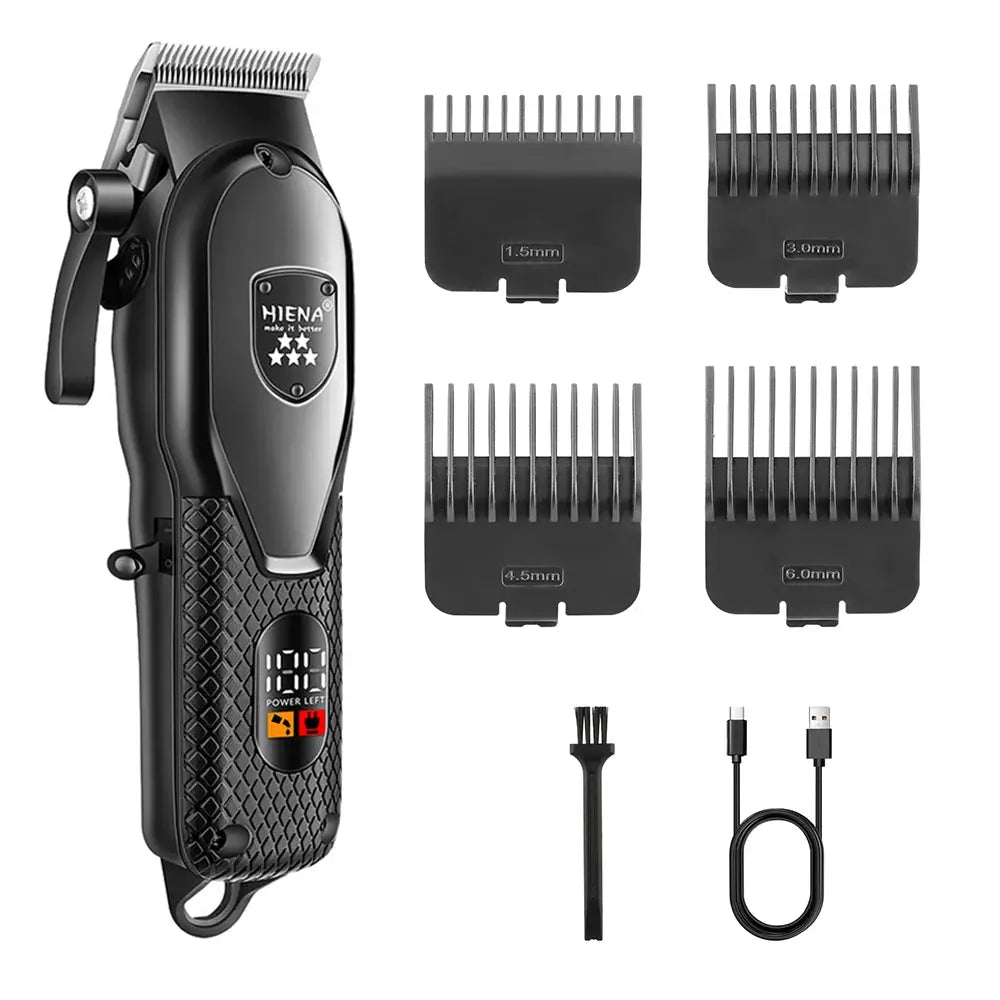 Sleek black hair clipper designed for versatile grooming and style precision.