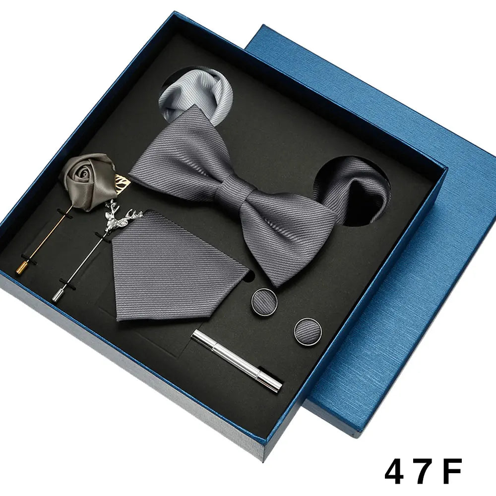 Elegant silk wedding necktie collection with four coordinating accessories included