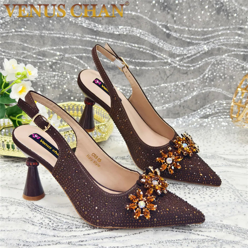 African Rhinestone Designer Wedding Shoes for Women