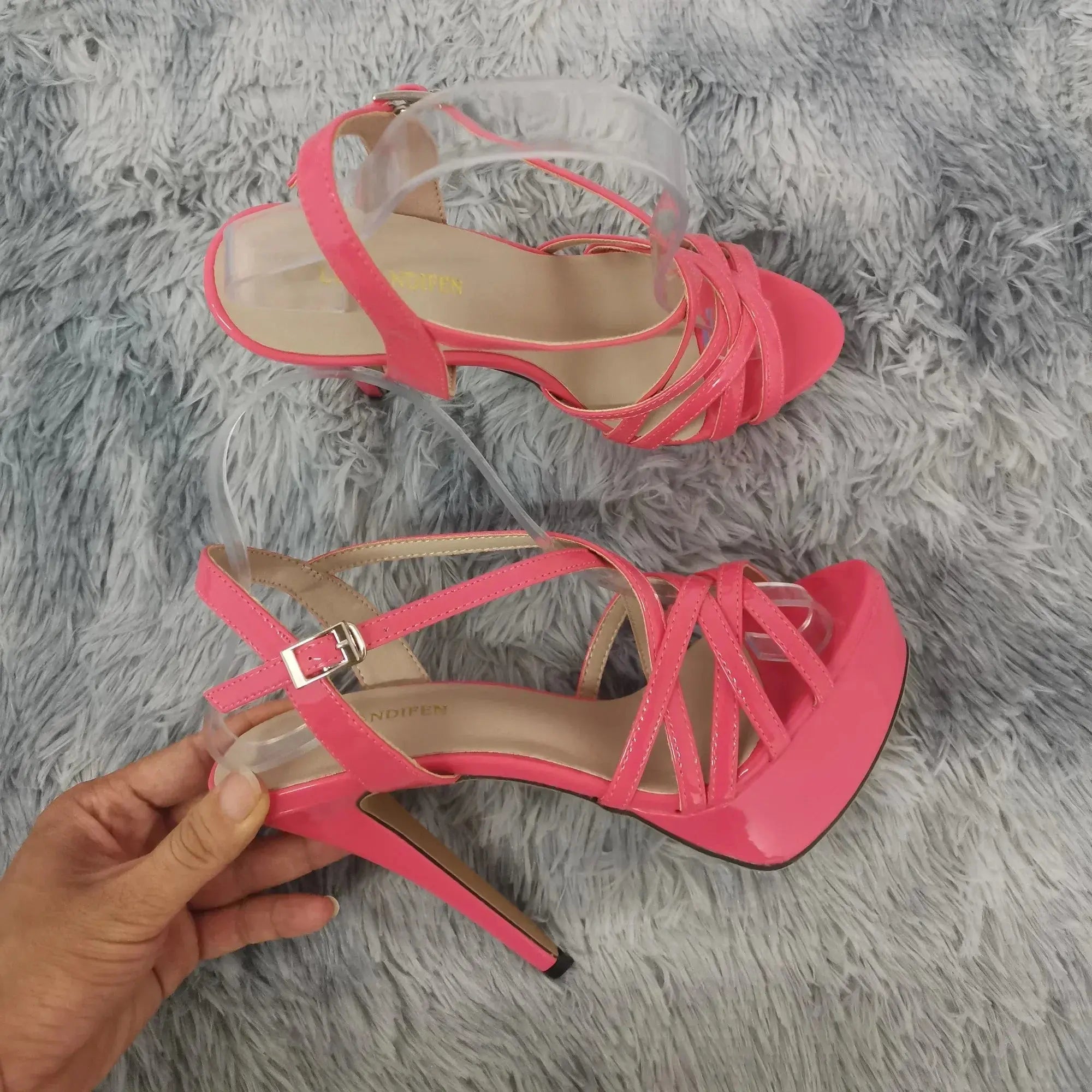 Statement heels with a thin stiletto and bold design.