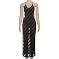 Detail shot of the fabric texture, showcasing the durable polyester blend of the halter dress.