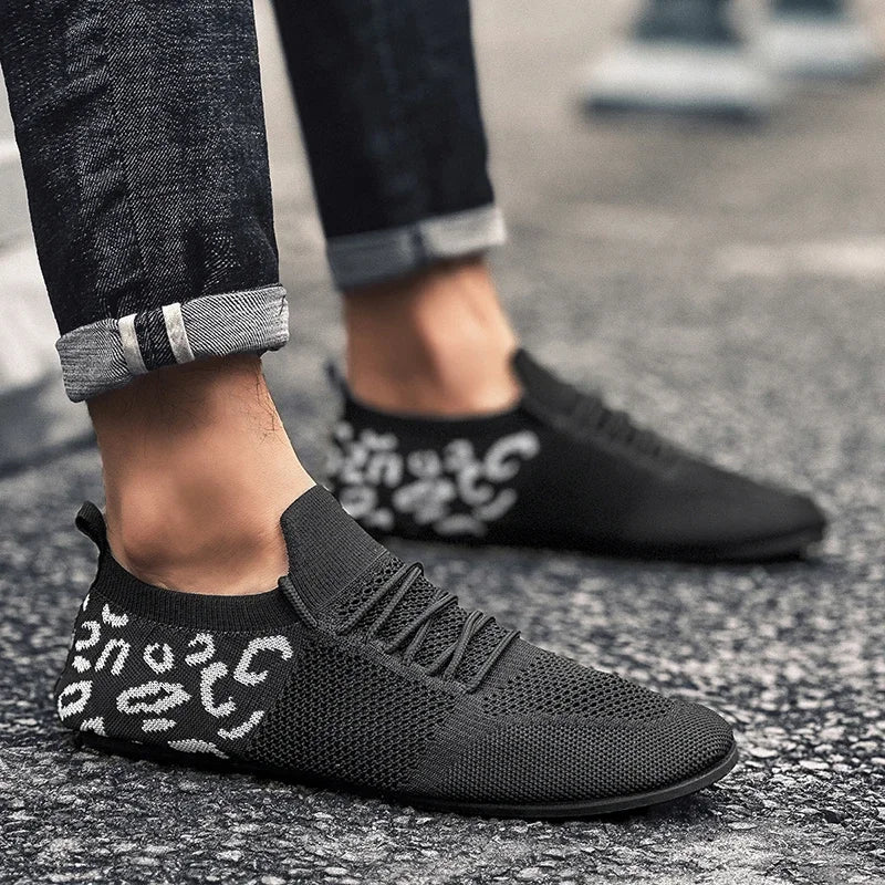 Lifestyle shot of Whisper-Soft Steps sneakers worn in an urban setting, emphasizing comfort and style.