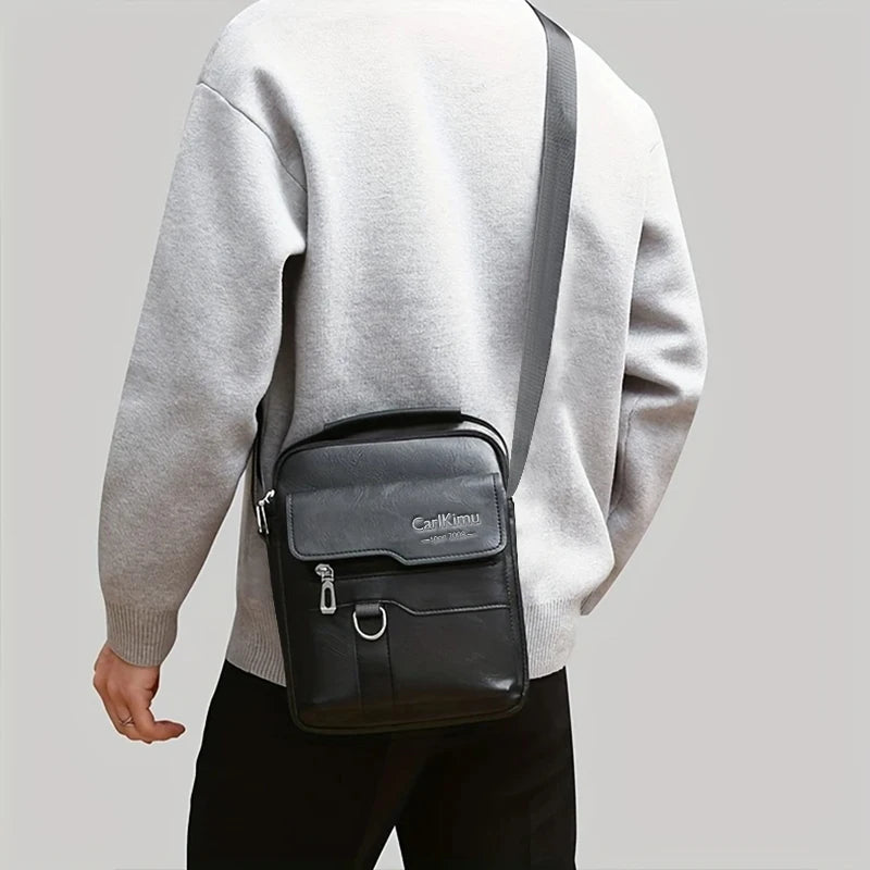 Versatile men's crossbody bag transitioning from office meetings to casual weekend outings