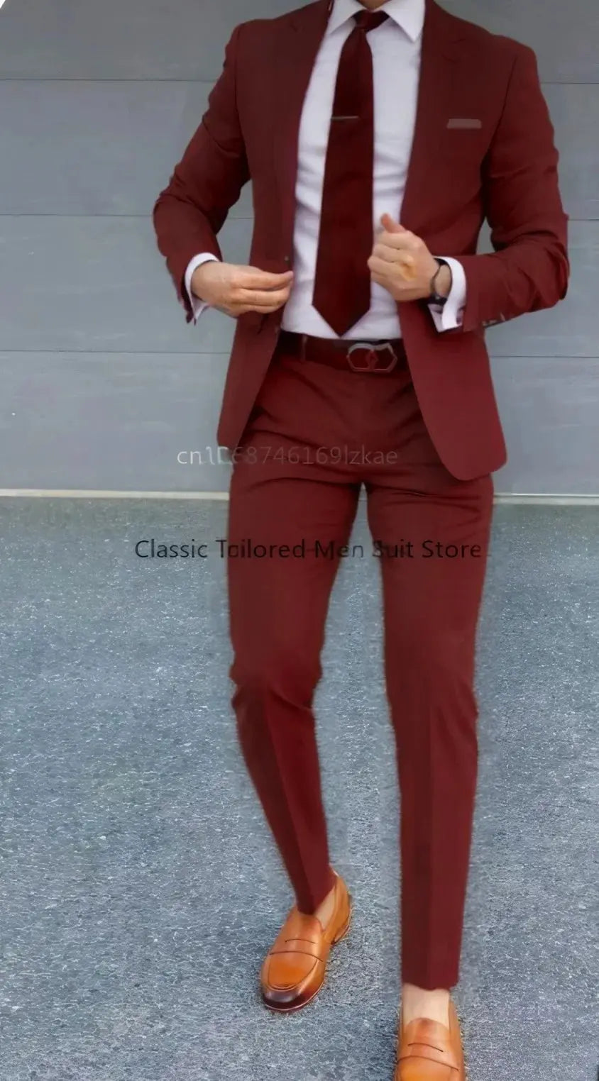 Elegant groom wearing a bespoke suit, perfect for weddings and formal attire.