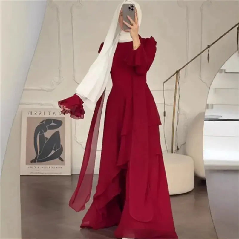 Elegant black Abaya with a fluid silhouette, perfect for Eid celebrations.
