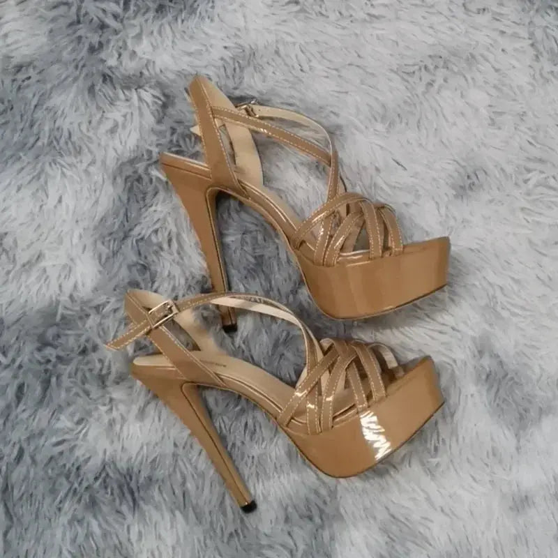 Snakeskin high heels that turn heads with every step.