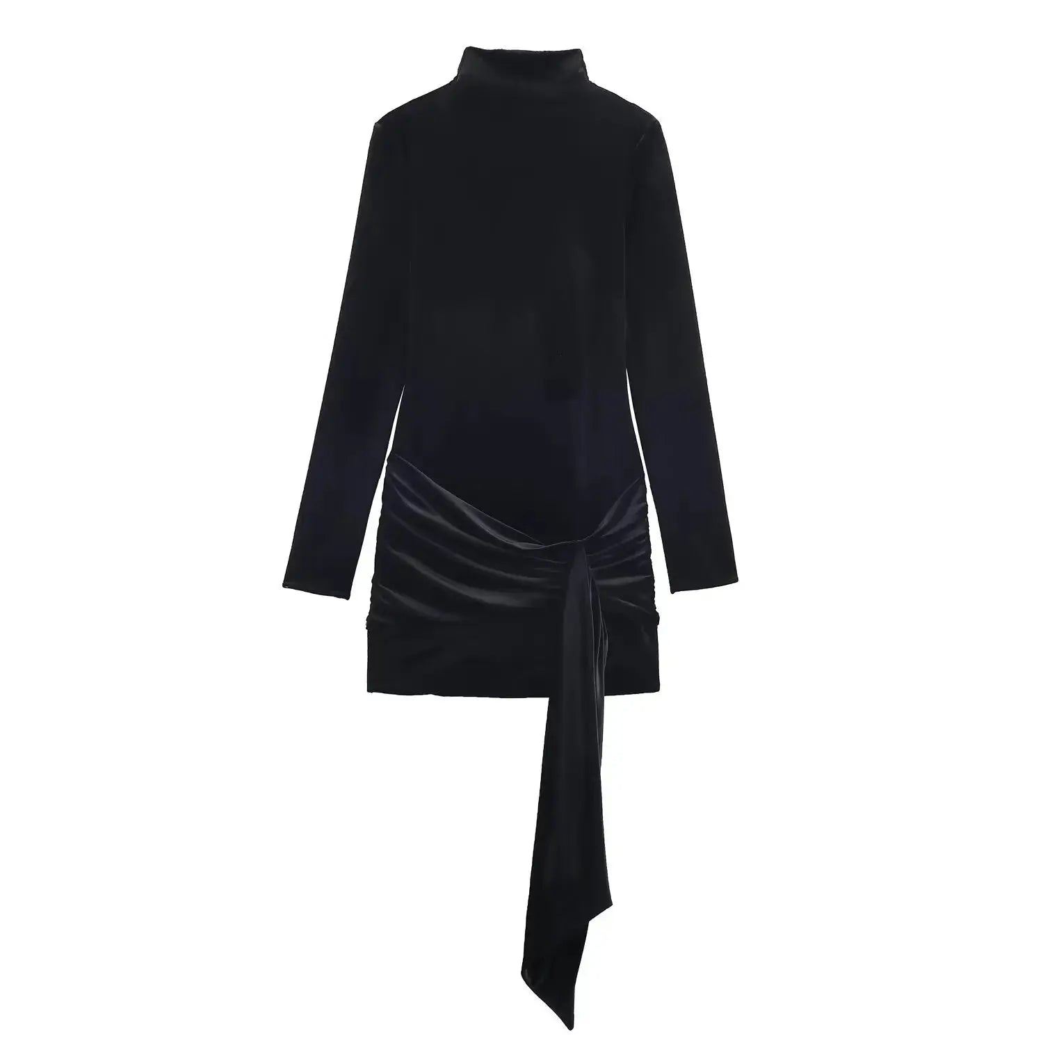 Detail shot of the long sleeves on the Midnight Charm Mini Dress, balancing sophistication with a modern touch.