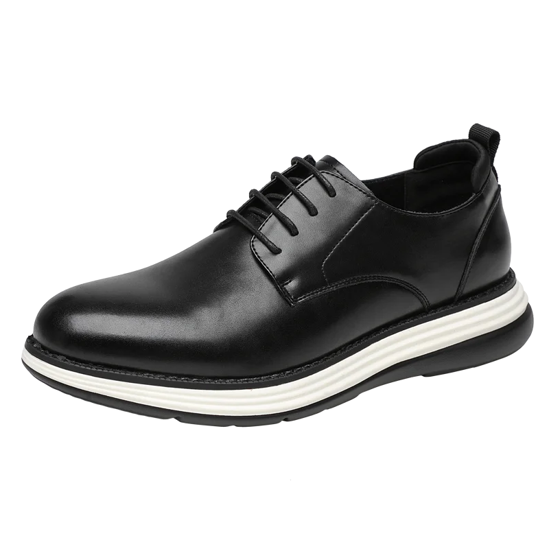 Business casual leather dress shoes featuring true-to-size fit and weather-ready durability