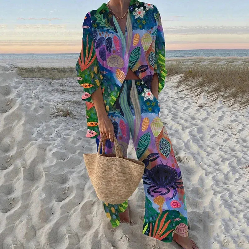 Chic coastal style captured in a breezy two-piece set.