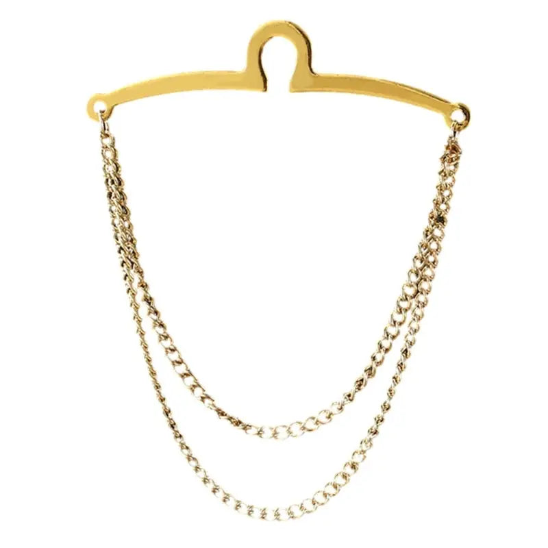 Lightweight gold tie chain maintaining impeccable tie placement on business suit