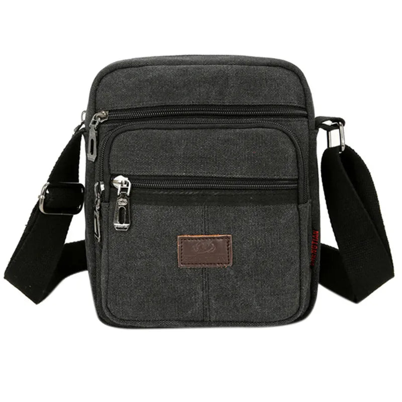 Rugged canvas crossbody featuring waterproof construction and adjustable strap for hands-free carrying