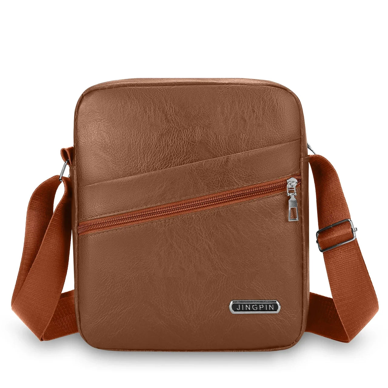 Compact bucket-shaped messenger bag displaying smart storage organization and sleek professional appearance
