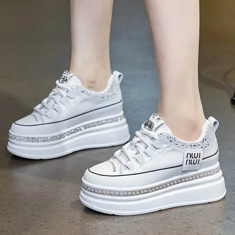 Comfortable mesh lining inside Sky-High Confidence leather sneakers.