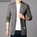 Autumn Whisper cardigan in black, featuring a mandarin collar and streamlined design for a refined look.